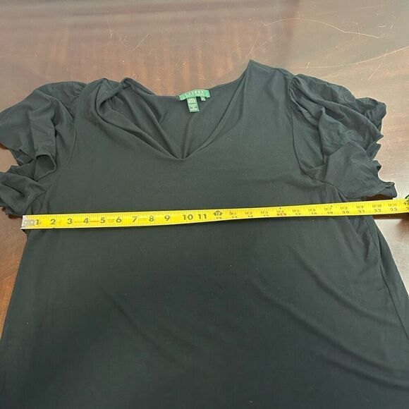 Lauren Ralph Lauren Black Rayon Flutter Sleeve V-Neck Knit Blouse Women’s 2X - Picture 6 of 9